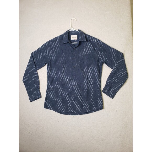 Sovereign Code Men Shirt Small Blue Paisley Poly Blend Long Sleeve Button Up - Picture 1 of 16